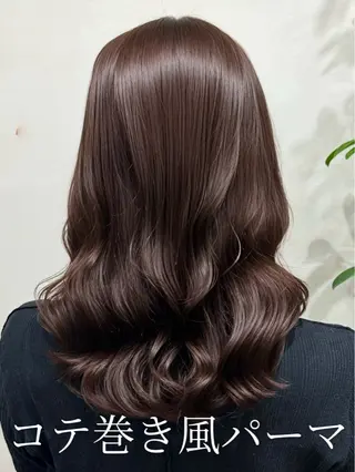 ミディアム パーマ コテ巻き/パーマ/艶 透明感/荻原凜太郎のヘアスタイル