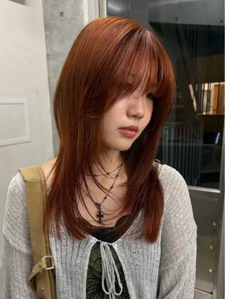 セミロング カラー レイヤー/柔色 カラー/SAkiのヘアスタイル