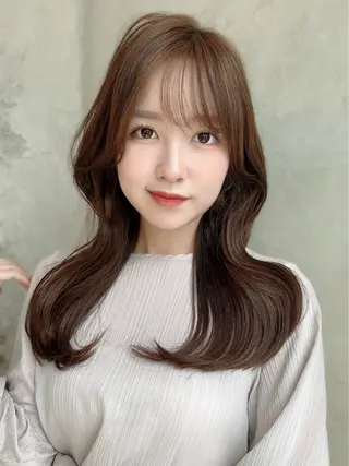 セミロング カラー パーマ 新宿✨顔周りカット 韓国ヘア/坂本亜裟海のヘアスタイル