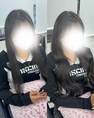 セミロング 羽エクステ/シール エクステ/横浜駅5分のヘアスタイル