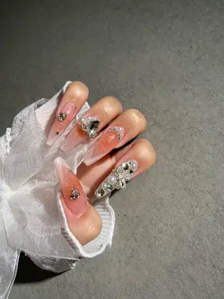 ネイル I-nailロング /ワンホン/キラキラのネイルデザイン