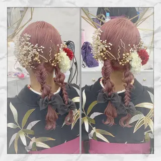 セミロング ヘアアレンジ ヘアセット/着付け 𓇼 松本 夏美𓇼のヘアスタイル