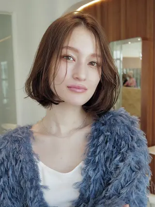 ミディアム カラー 渋谷/レイヤーボブ・ 韓国ボブ特化/楓のヘアスタイル