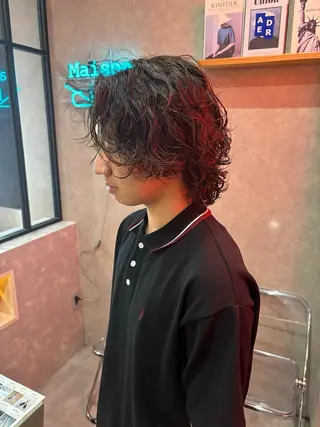 ミディアム パーマ メンズ 長谷川 湧のヘアスタイル