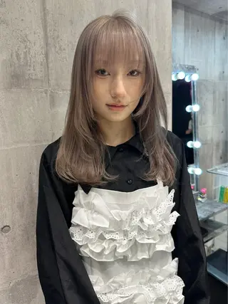 ロング カラー メンズウルフ🐺♡ ブリーチ♡ヘアメ🎀のヘアスタイル