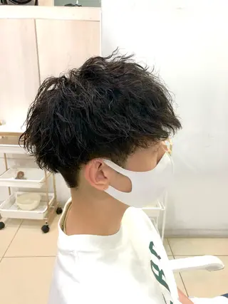 ショート パーマ メンズ 髪質改善× ハイライト溝江のヘアスタイル