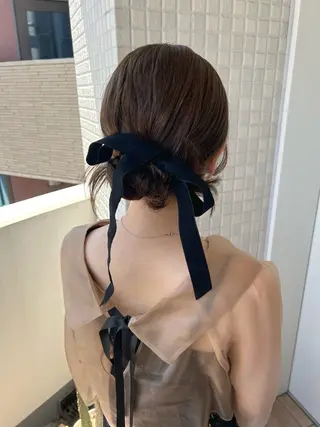 セミロング ヘアアレンジ 艶カラー/縮毛矯正/ ケア/アレンジ/桜悠のヘアスタイル