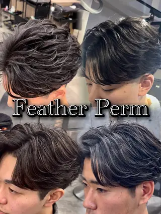 パーマ メンズ センターパート/フェ ザー🔥SHUYAのヘアスタイル