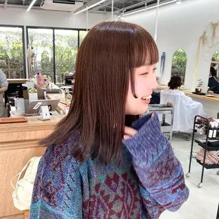 ミディアム カラー ヘアアレンジ ハル🌸柔色/ ブリーチなし/艶髪のヘアスタイル