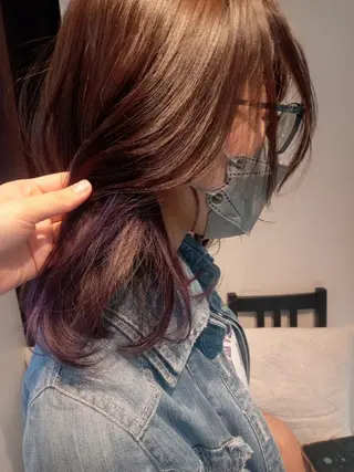 セミロング カラー ヘアアレンジ ひな ALBA🐰三鷹のヘアスタイル