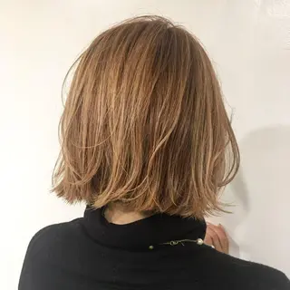 ミディアム カラー パーマ レイヤー×髪質改善 ×透明感/杉田 圭のヘアスタイル