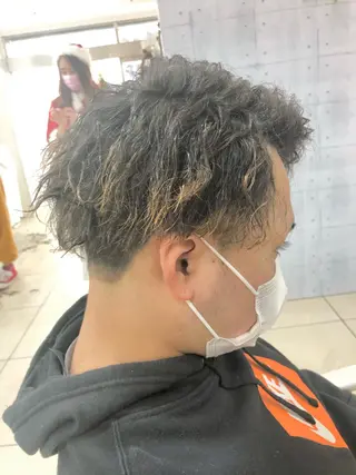 ショート パーマ メンズ 髪質改善× ハイライト溝江のヘアスタイル