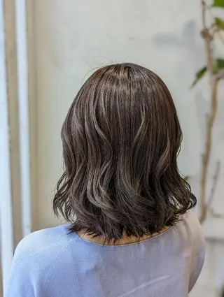ミディアム 髪質改善＆白髪ぼかし カラー♡店長みやけ♡のヘアスタイル