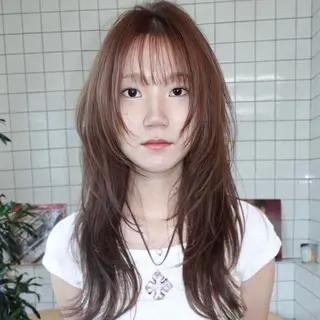 ロング カラー レイヤーカット ボブ　渋谷のヘアスタイル