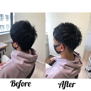 ショート カラー パーマ メンズ kiitos所属・関西センターパート メンズモデル募集のヘアスタイル