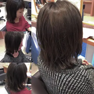 ミディアム セミロング カラー パーマ レイヤーカット匠 イソザキノリユキのヘアスタイル