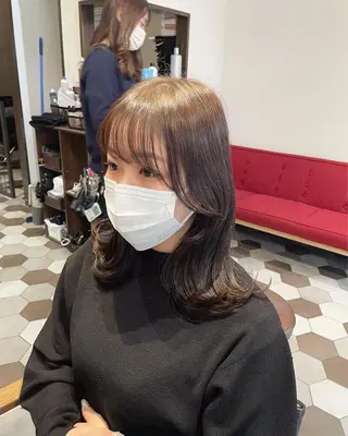 ミディアム カラー ヘアアレンジ 酸性縮毛矯正🧴韓国 レイヤー/髪質改善のヘアスタイル
