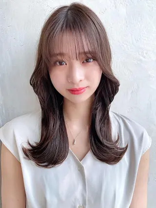 セミロング カラー 顔周り/くびれヘア 韓国ヘア💕風間るなのヘアスタイル