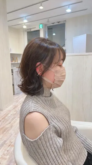 ミディアム 佐藤史哉＊ 韓国レイヤー赤み除去のヘアスタイル