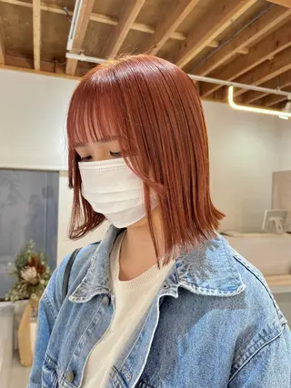 セミロング カラー ブリーチなしカラー ダブルカラーエクステのヘアスタイル