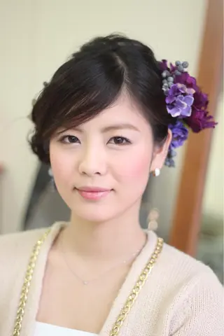 ミディアム セミロング カラー パーマ ヘアアレンジ 成松 勇治のヘアスタイル