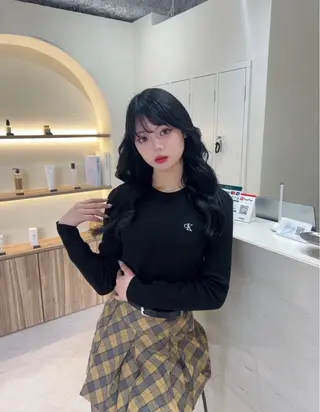 ロング 韓国ヘア/艶髪ロング グレージュ/kanaのヘアスタイル