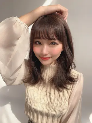 ミディアム カラー 新宿✨顔周りカット 韓国ヘア/坂本亜裟海のヘアスタイル