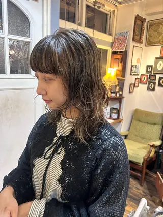 ミディアム パーマ 清水千優/パーマ/透 明感カラー/メンズのヘアスタイル