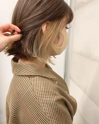 ミディアム カラー 透明感/オリーブ/ グレージュ/YUKAのヘアスタイル