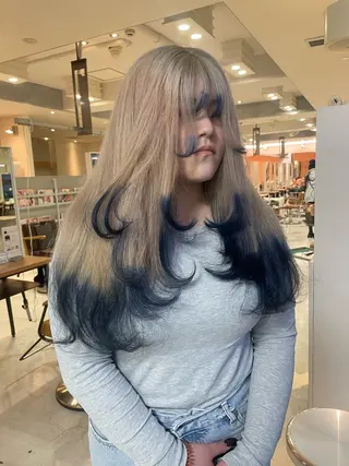 ロング カラー LUNTY NAMBA所属・艶ハイトーン👑♡ NATSUKIのヘアスタイル