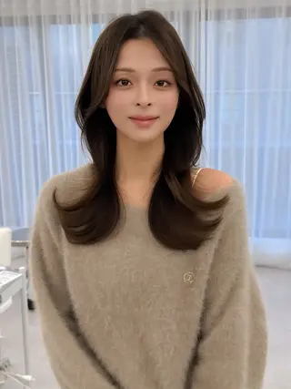 セミロング カラー ヘアアレンジ 顔周り&ミディアム 特化/池袋/kokiのヘアスタイル