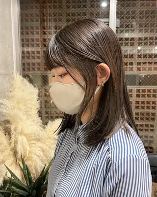 ミディアム カラー パーマ 表参道/髪質改善・ 透明感 colorのヘアスタイル