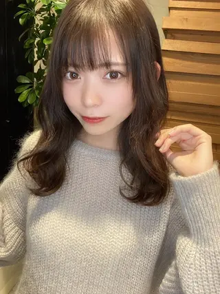 ミディアム カラー パーマ 新宿✨顔周りカット 韓国ヘア/坂本亜裟海のヘアスタイル