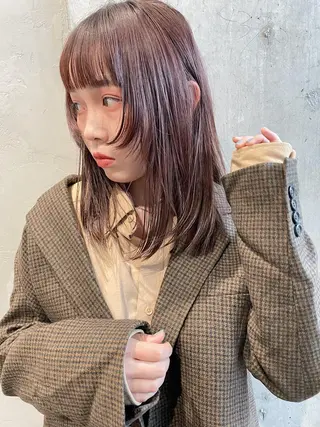 セミロング カラー ヘアアレンジ 透明感color 🥣suzunaのヘアスタイル