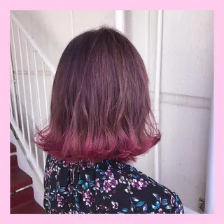 ミディアム カラー SHIN/レイヤー カット×クロスパーマのヘアスタイル