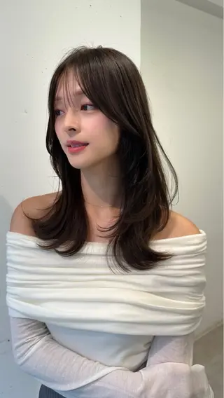 セミロング カラー kei/透明感カラー /縮毛矯正/メンズのヘアスタイル