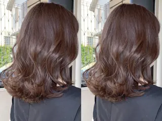 ミディアム カラー 透明感/オリーブ/ グレージュ/YUKAのヘアスタイル