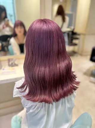 セミロング 🌷ピンク/韓国風 暖色カラー ゆい🌷のヘアスタイル