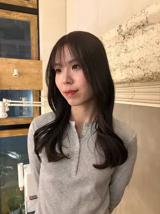 セミロング 武田玲音/カラー モデル/堀江のヘアスタイル