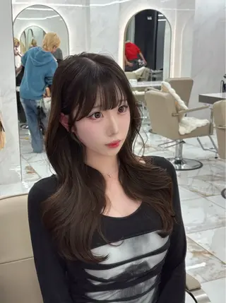 ロング のり🐼顔まわり/ 韓国/レイヤーカットのヘアスタイル