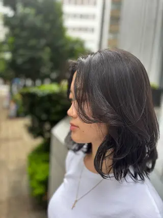 セミロング 🌟髪質改善ケアカラ ー美髪縮毛矯正y🌟のヘアスタイル