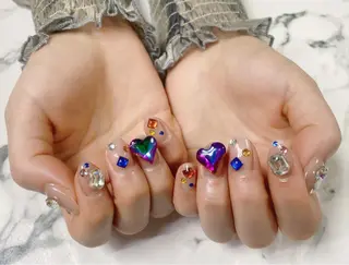 ロング カラー ネイル Q Free nailsのネイルデザイン