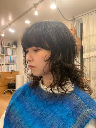 セミロング パーマ 村田 陸のヘアスタイル