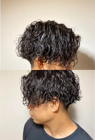 ミディアム パーマ メンズ ラヴィニュースタンダードバーバー浜松町店所属・CHIBA RUKIYAのヘアスタイル