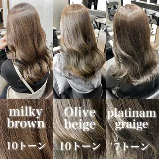 ロング カラー 井本翔太.髪質改善. ベージュ.グレージュのヘアスタイル