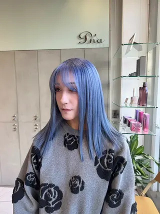 セミロング カラー ｱｵﾇﾏﾐﾕ☁️ /ボブ/ハイトーン/のヘアスタイル