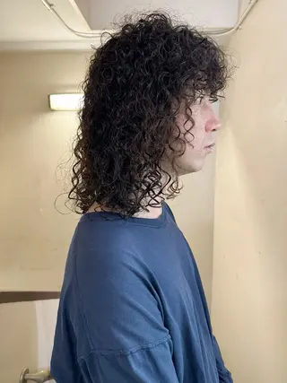 ミディアム パーマ ヘアアレンジ メンズ 丸山渉/パーマ エフェクトブリーチのヘアスタイル