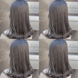 セミロング 透明感♡グレージュ ♡ミルクティー♡のヘアスタイル