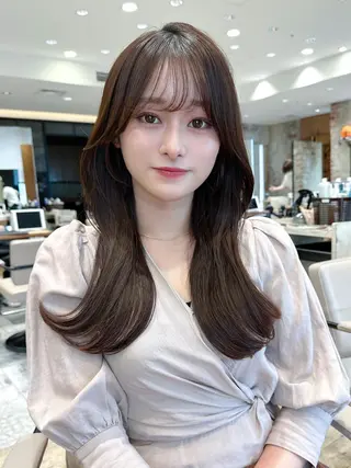 ロング カラー 顔周り/くびれヘア 韓国ヘア💕風間るなのヘアスタイル