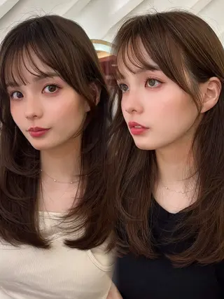 セミロング カラー 山崎/ボブ縮毛矯正 レイヤー髪質改善のヘアスタイル